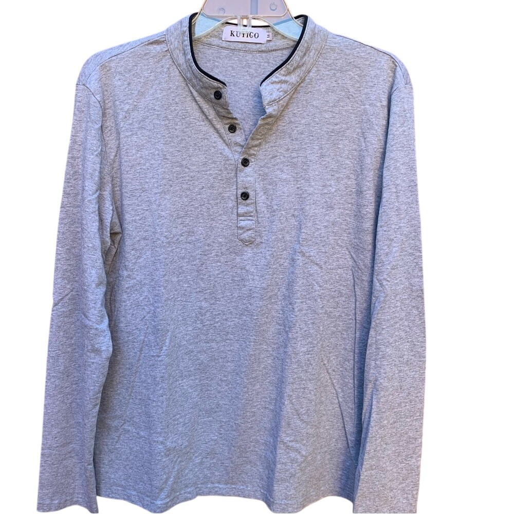 KUYIGO. Men's Casual long sleeved gray shirt. Size M.